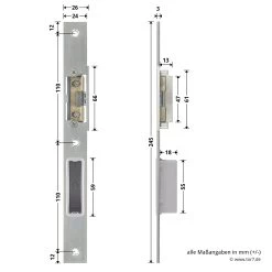 Hörmann Schließblech Für Hauptschloss THP/FSTHP DIN Links -Heimwerkzeuge 276986 hoermann schliessblech fuer hauptschloss thp fsthp din links bemassung