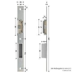 Hörmann Schließblech Für Hauptschloss THP/FSTHP DIN Rechts -Heimwerkzeuge 276988 hoermann schliessblech fuer hauptschloss thp fsthp din rechts bemassung