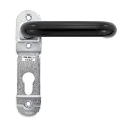 Hörmann FS Drückergarnitur D110 Kurzschild PZ, Schwarz -Heimwerkzeuge 498165 hoermann fs drueckergarnitur d 110 kurzschild pz gleitlager polyamid schwarz rechts bild 2