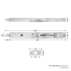 Hörmann Türkantriegel 24 X 220 Mm Verzinkt ZK/MZ -Heimwerkzeuge 690481 hoermann tuerkantriegel 24 x 220 mm verzinkt zk mz masse