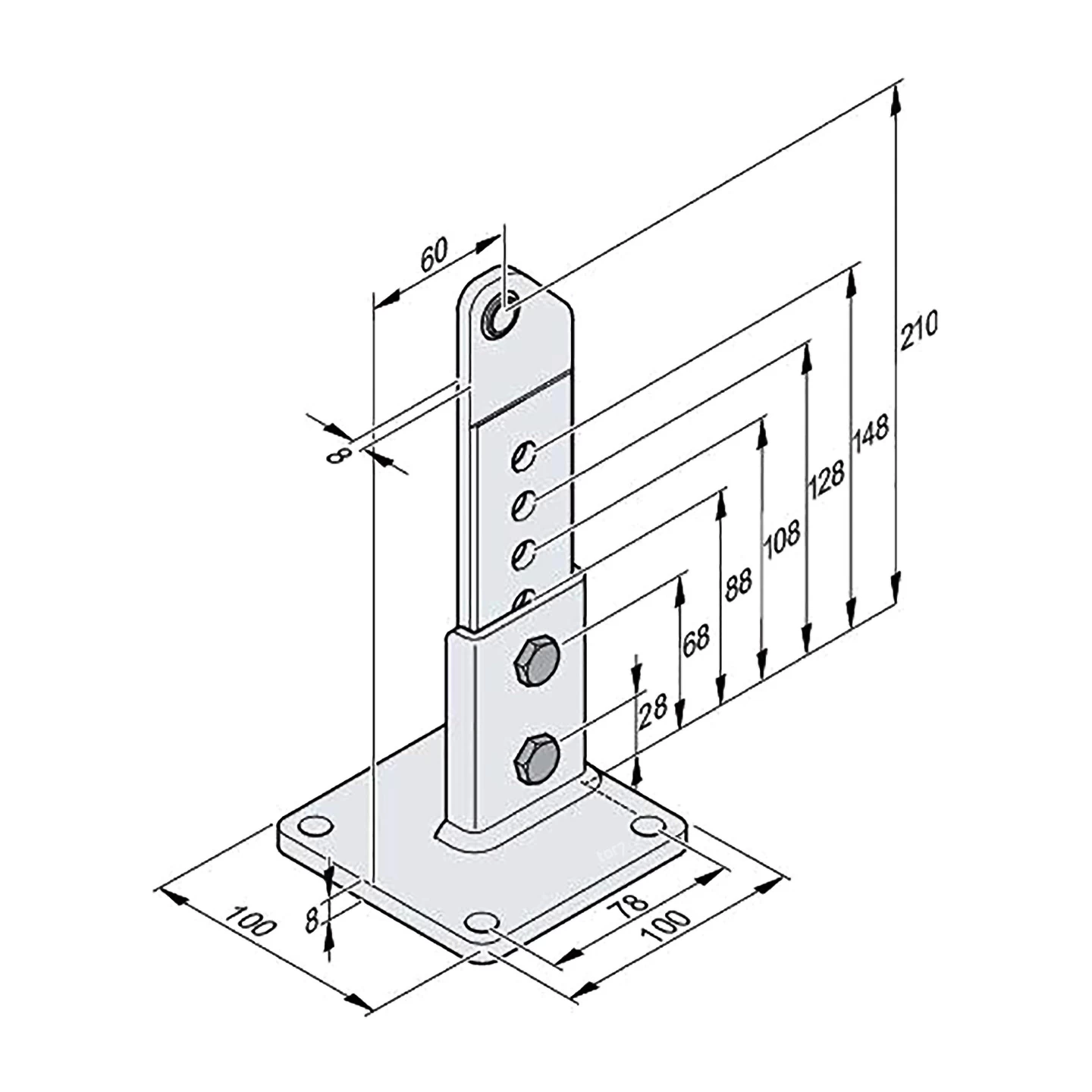 SOMMER Torpfostenbeschlag Steigende Tore 60/210 Twist 200 E/EL 3 SOMMER Torpfostenbeschlag Steigende Tore 60/210 Twist 200 E/EL